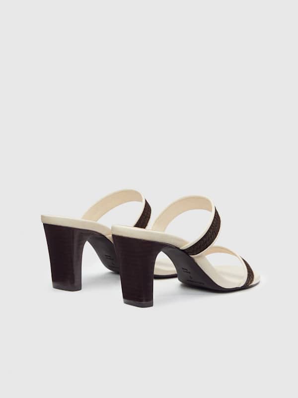 Lenora Heeled Sandal - Chocolate Brown Raffia