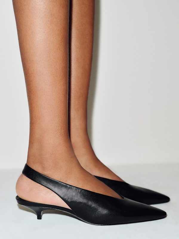 Calista Slingback Heel - Black Leather