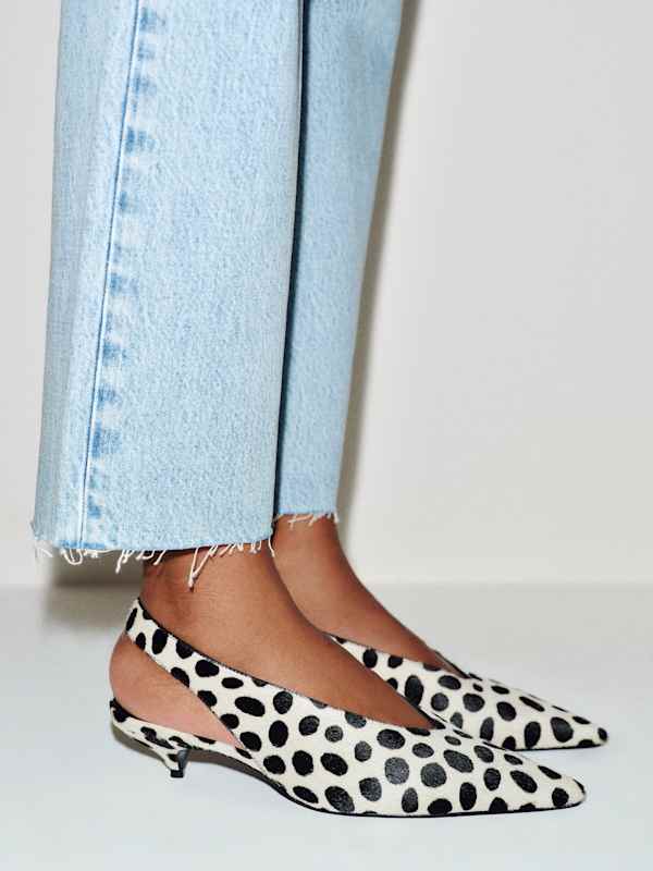Calista Slingback Heel - Dalmatian Haircalf