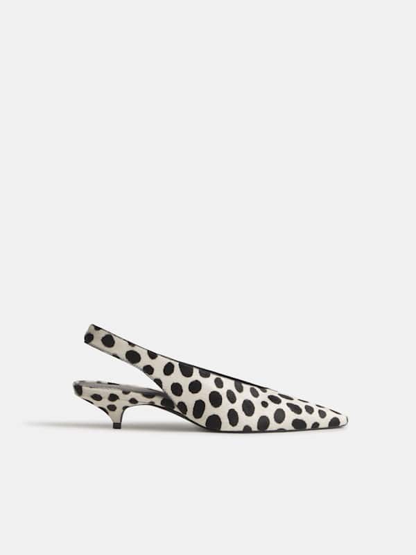 Calista Slingback Heel - Dalmatian Haircalf