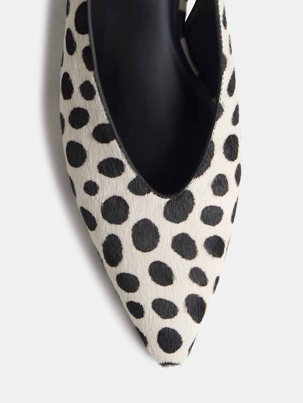 Calista Slingback Heel - Dalmatian Haircalf