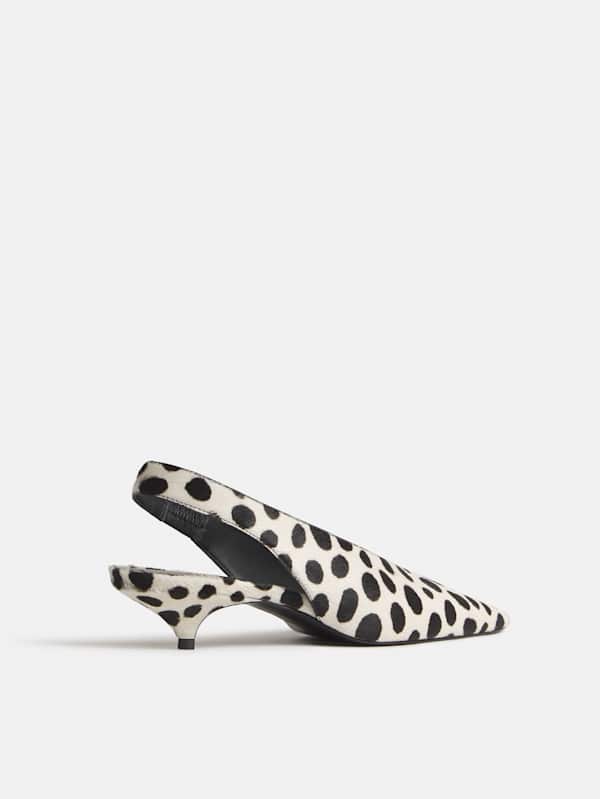 Calista Slingback Heel - Dalmatian Haircalf