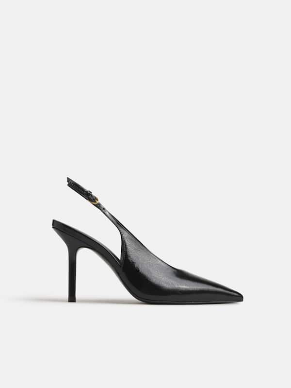 Pillar Slingback Heel - Black Eel