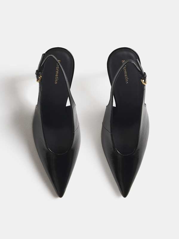 Pillar Slingback Heel - Black Eel