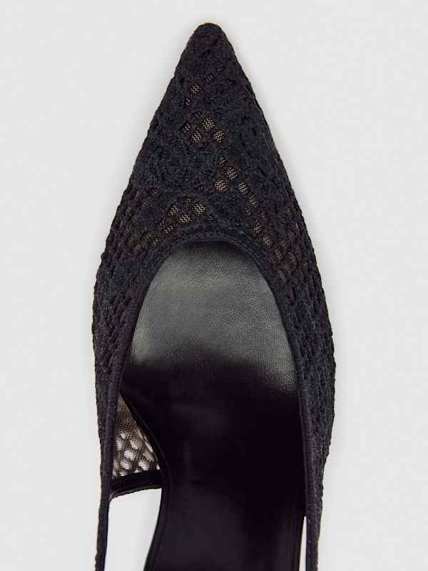 Pillar Slingback Heel - Black Floral Crochet