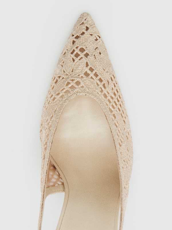 Pillar Slingback Heel - Cream Floral Crochet