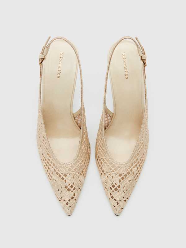 Pillar Slingback Heel - Cream Floral Crochet