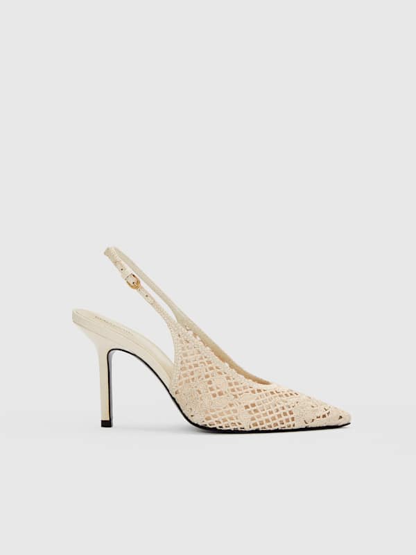 Pillar Slingback Heel - Cream Floral Crochet