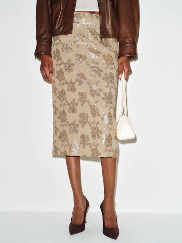 Helen Low Waist Midi Skirt - Antique Sequin