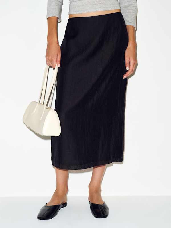 Helen Low Waist Midi Skirt - Pitch Black
