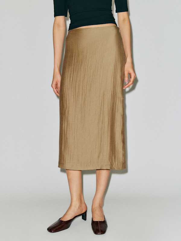 Helen Low Waist Midi Skirt - Tan