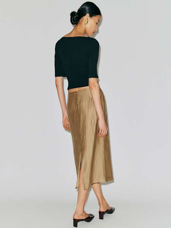 Helen Low Waist Midi Skirt - Tan