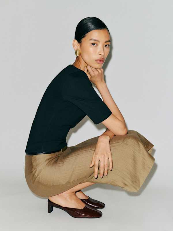 Helen Low Waist Midi Skirt - Tan