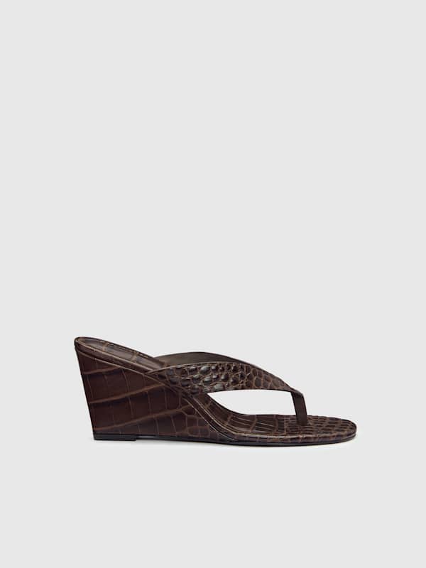 Jessie Wedge Thong - Chocolate Croc