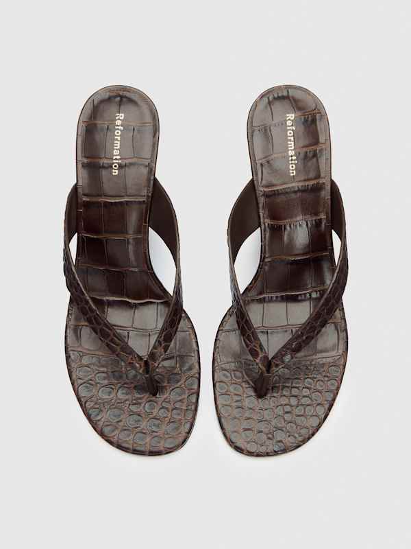 Jessie Wedge Thong - Chocolate Croc