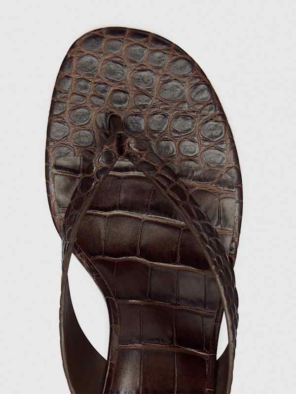 Jessie Wedge Thong - Chocolate Croc