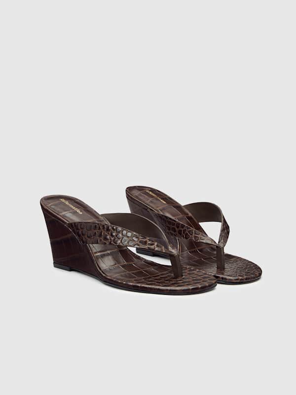 Jessie Wedge Thong - Chocolate Croc