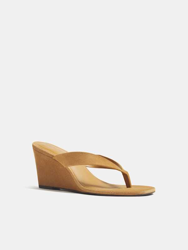 Jessie Wedge Thong - Peanut Butter Suede