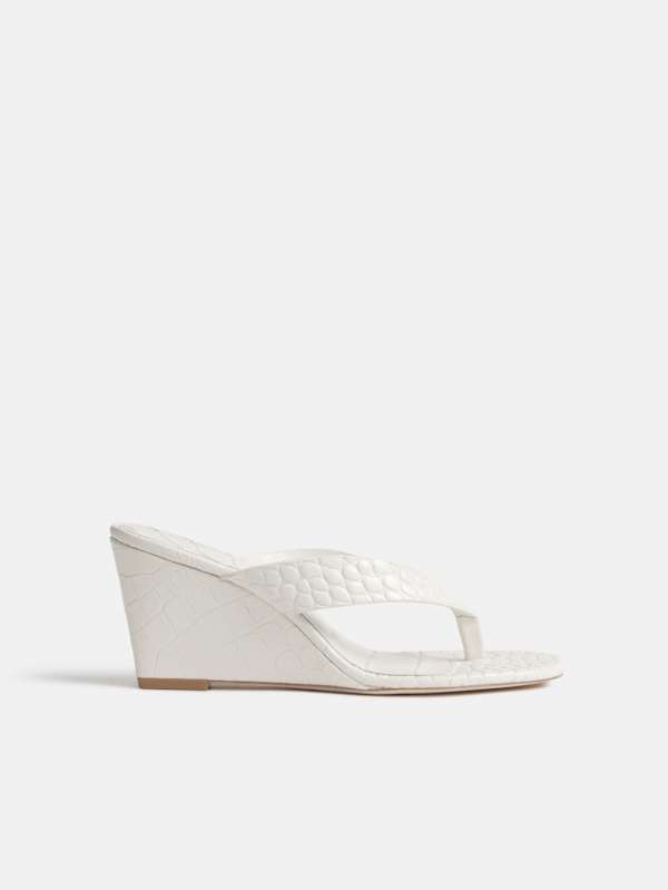Jessie Wedge Thong - White Croc