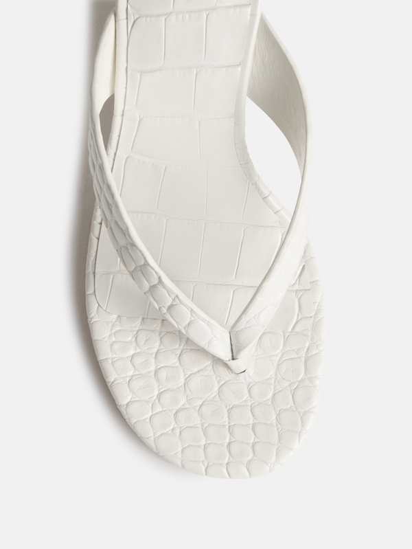 Jessie Wedge Thong - White Croc