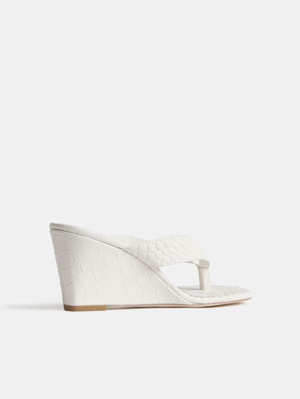 Jessie Wedge Thong - White Croc