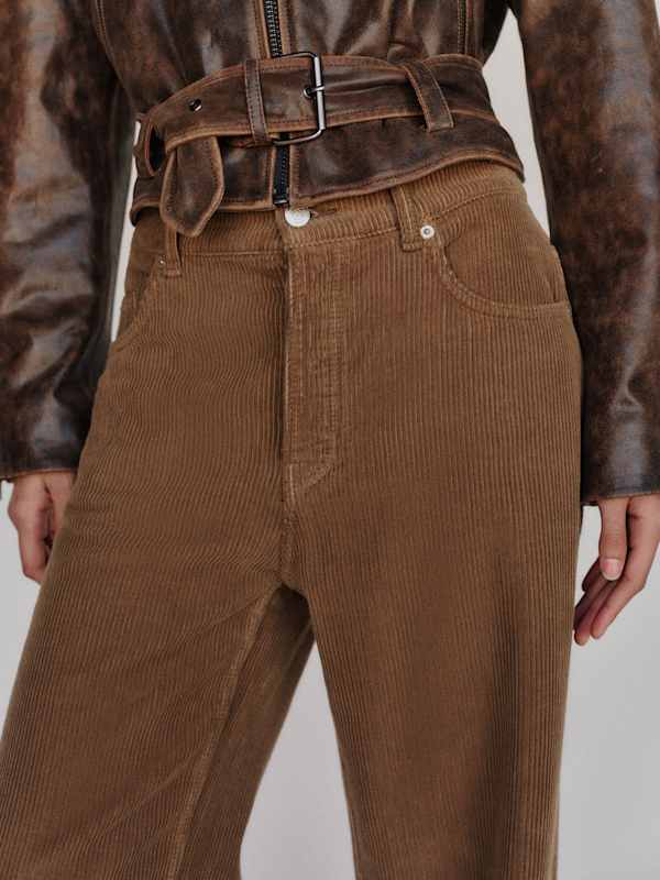 Clyde Low Rise Baggy Jean - Mushroom Corduroy