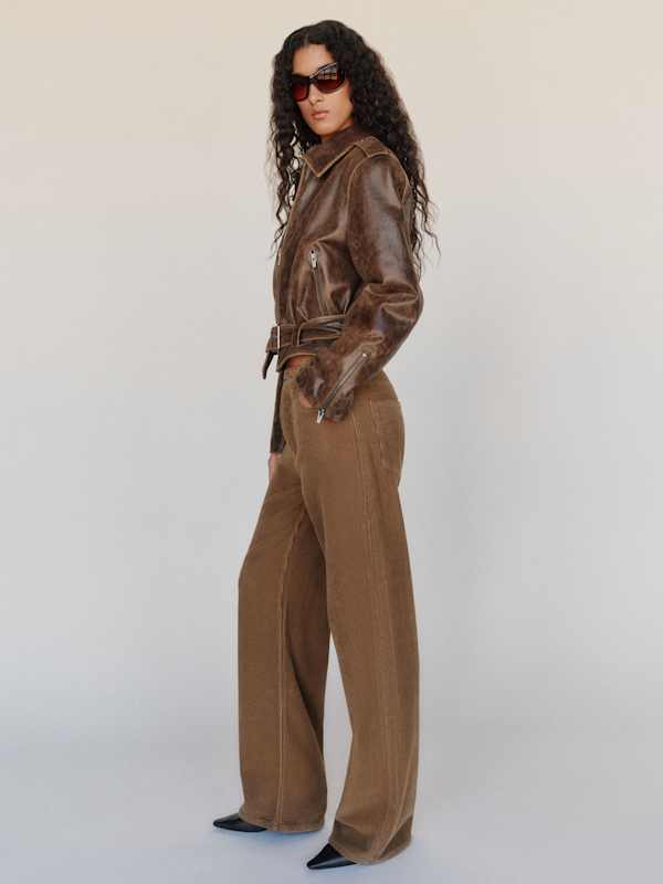 Clyde Low Rise Baggy Jean - Mushroom Corduroy
