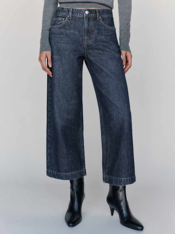 Cary Low Rise Slouchy Wide Leg Cropped Jeans - Titan