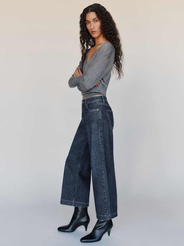 Cary Low Rise Slouchy Wide Leg Cropped Jeans - Titan