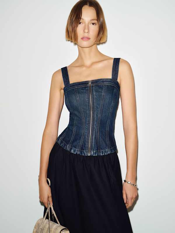 Danielle Stretch Denim Top - Nemi