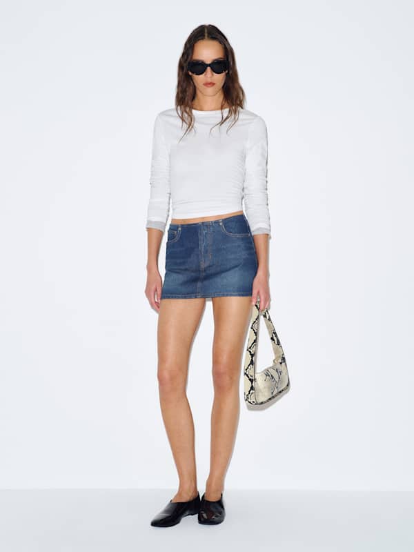Rylee Low Rise Denim Mini Skirt - Mako