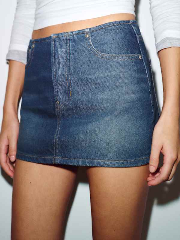 Rylee Low Rise Denim Mini Skirt - Mako