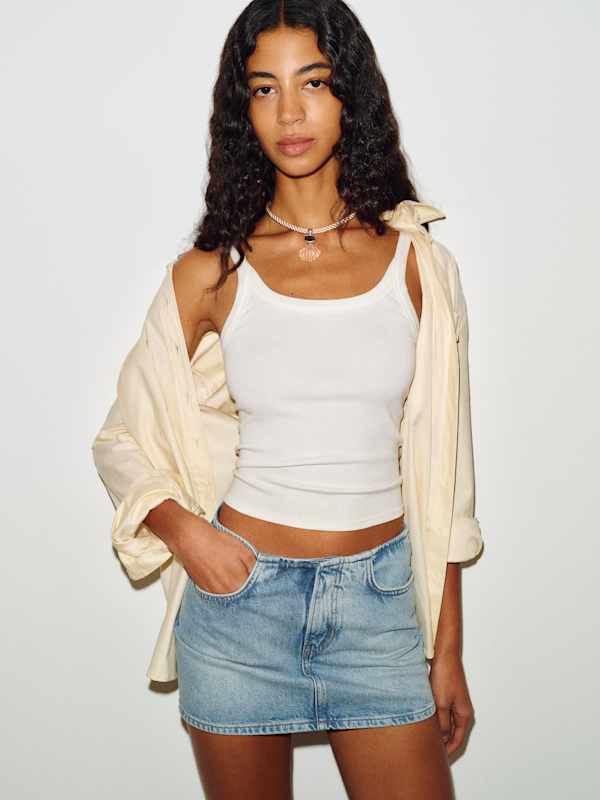 Rylee Low Rise Denim Mini Skirt - Pagee