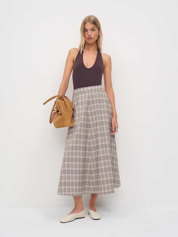Peony Skirt - Brown Check