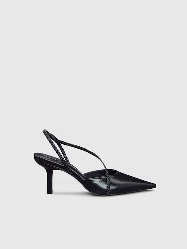 Joyce Slingback Heel - Black Eel