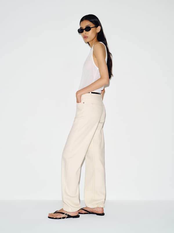 Reece Low Rise Denim Pants - Fior Di Latte