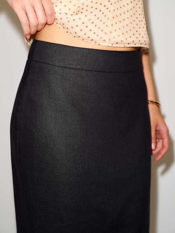 Lydia Linen Skirt - Black