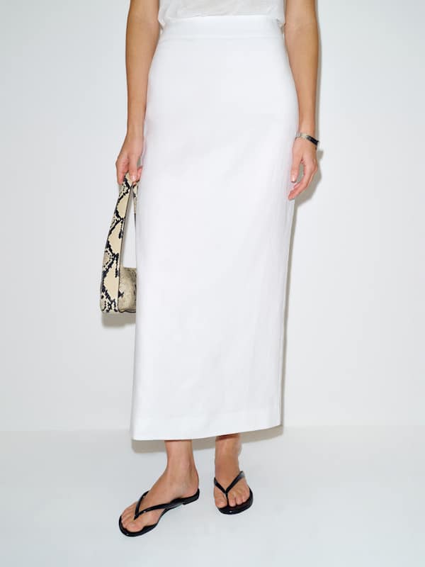 Lydia Linen Skirt - White