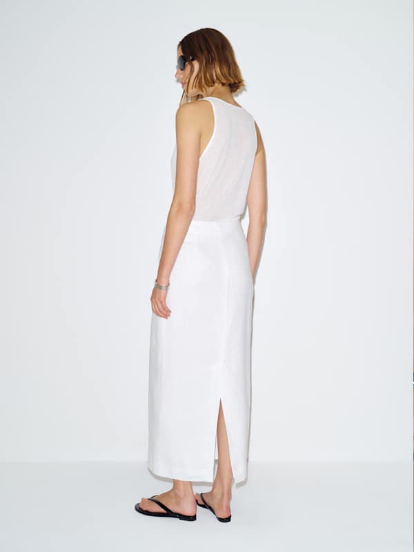 Lydia Linen Skirt - White