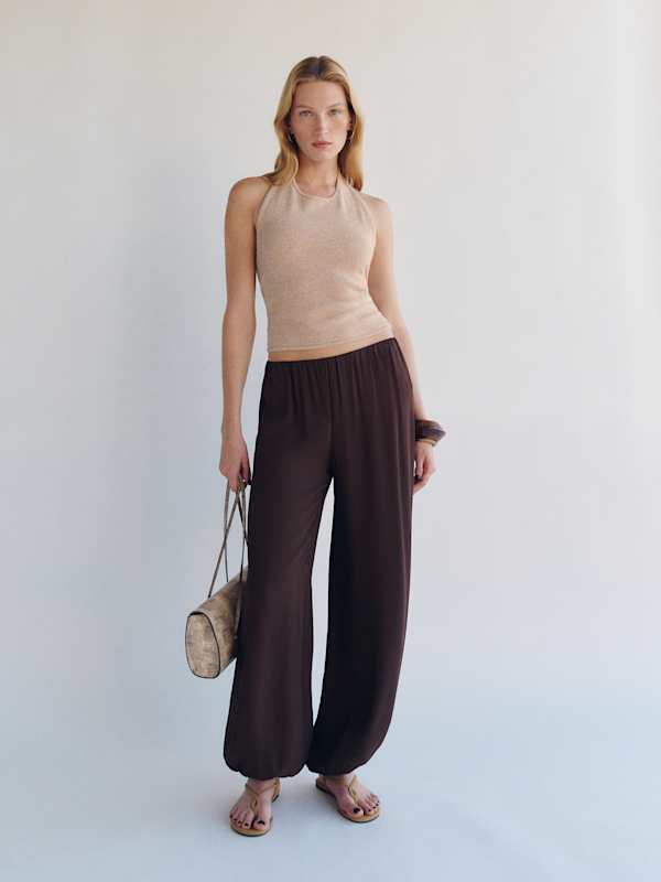 Quill Cashmere Halter Tank - Barley