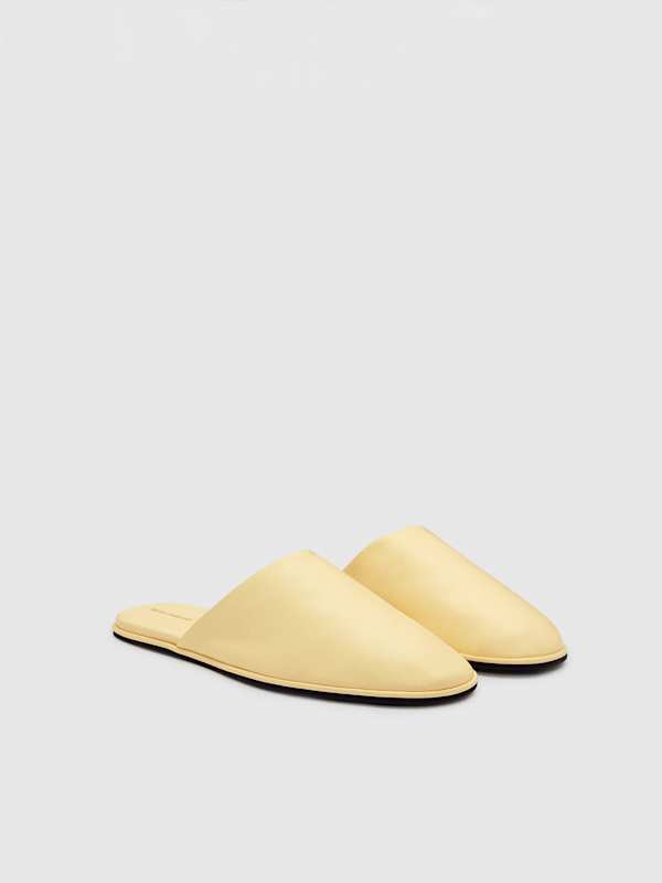 Mules plates Zealand - Cuir cr&egrave;me anglaise citron