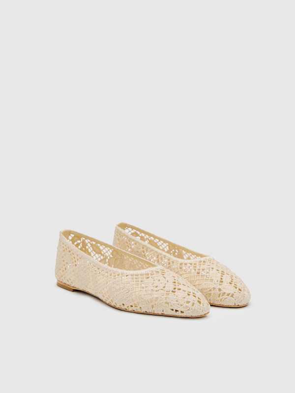Chaussures plates Pillar - Cream Floral Crochet