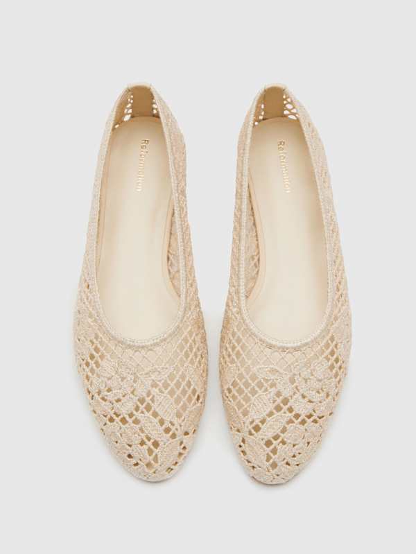 Chaussures plates Pillar - Cream Floral Crochet