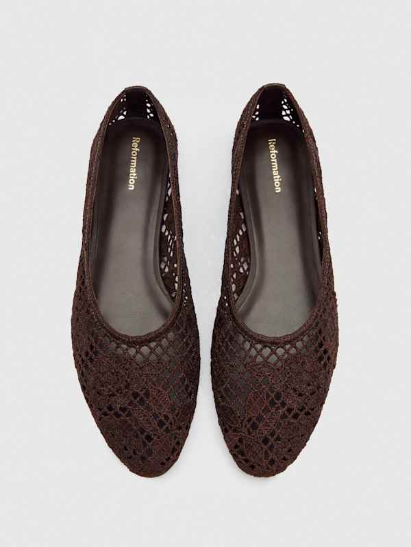 Chaussures plates Pillar - Dark Chocolate Floral Crochet