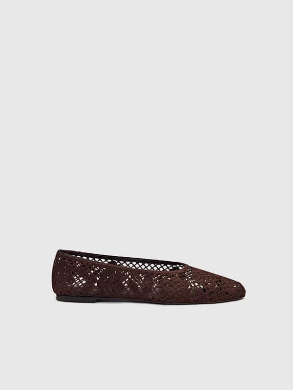 Pillar Flat - Dark Chocolate Floral Crochet