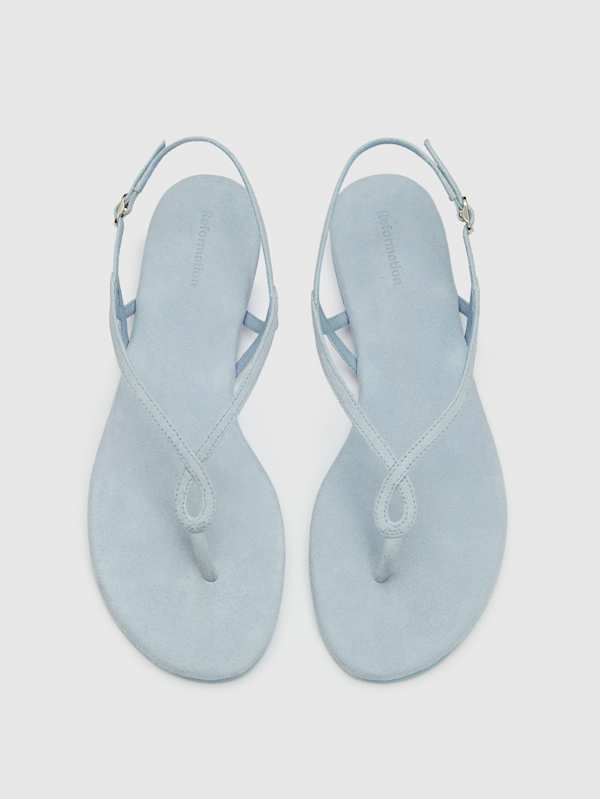 Luna Flat Sandal - Mist Suede