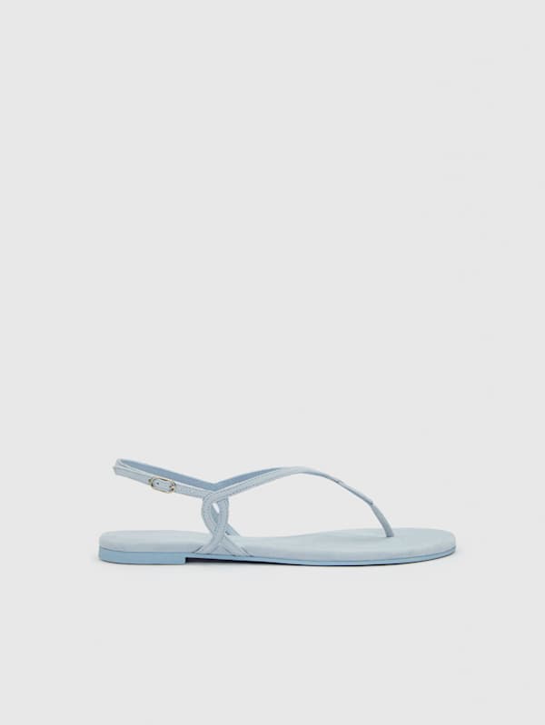 Luna Flat Sandal - Mist Suede