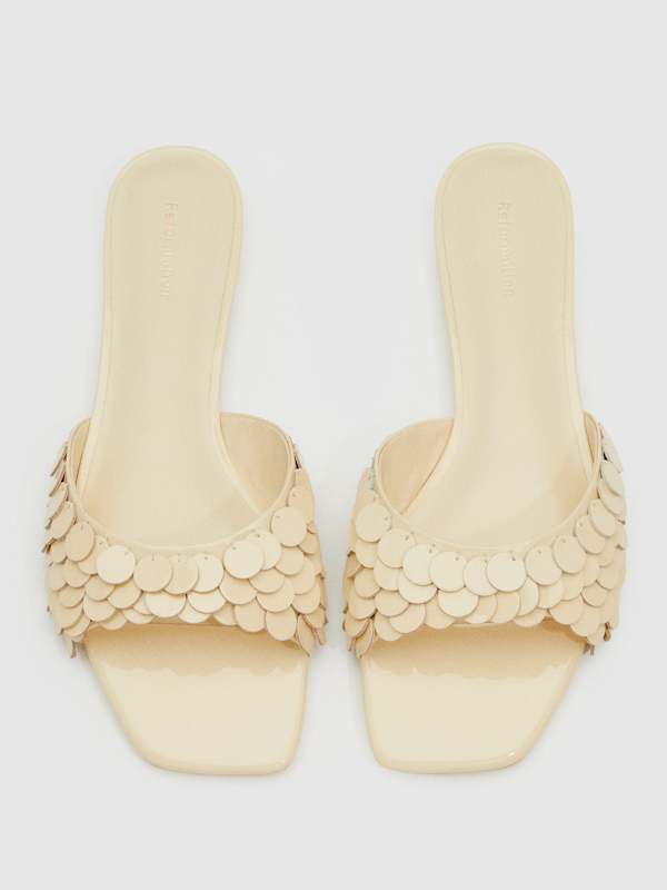Imogen Flat Sandal - Parmesan Patent Paillettes