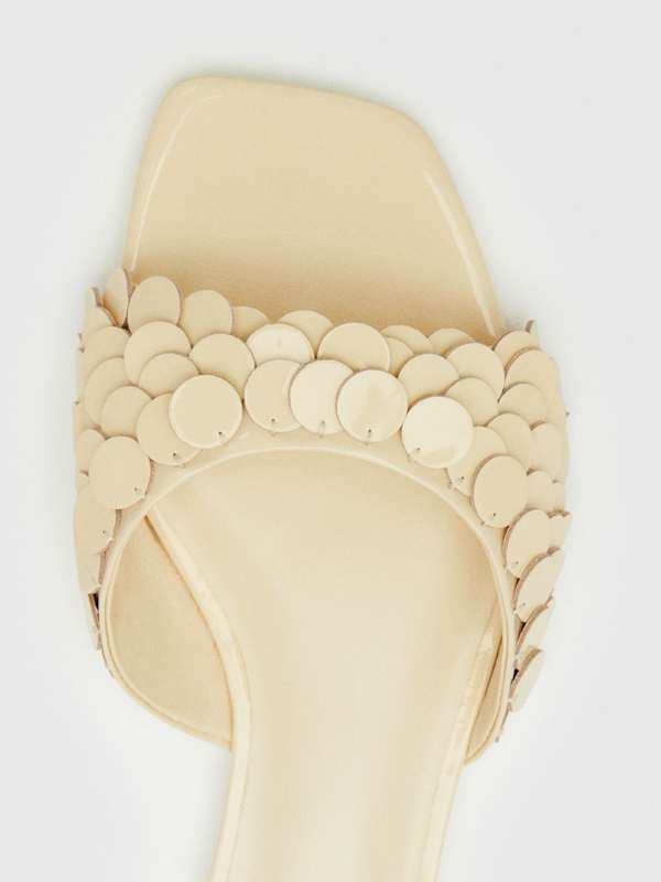 Imogen Flat Sandal - Parmesan Patent Paillettes