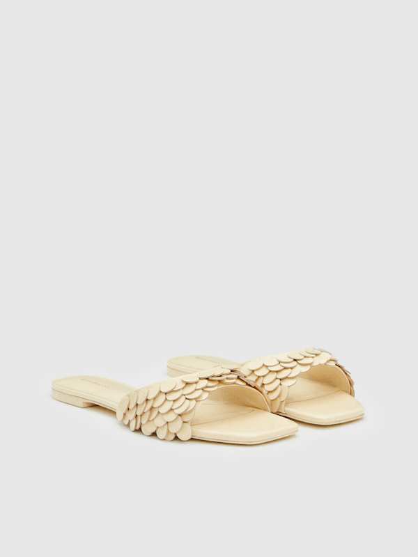 Imogen Flat Sandal - Parmesan Patent Paillettes